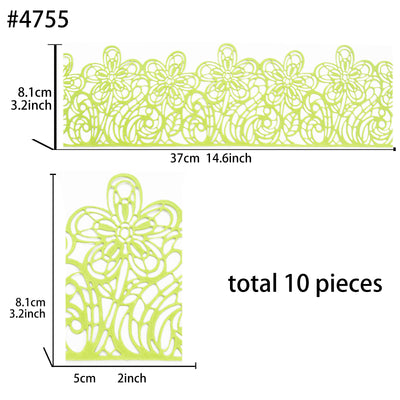 Large Edible Cake Lace Flower Trim Green 14-inch 10-Piece Set