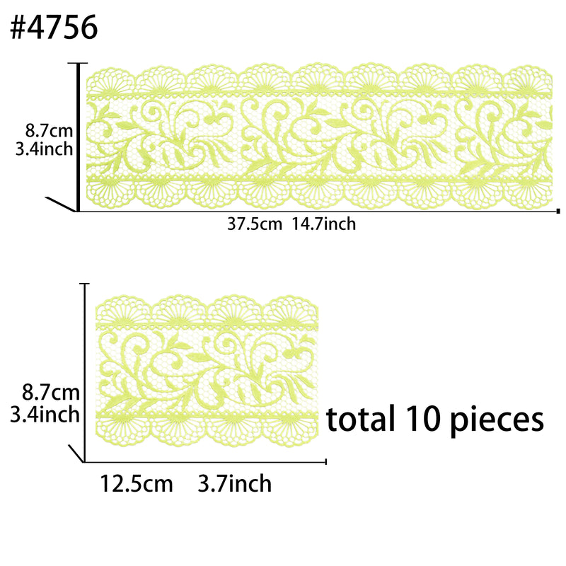 Large Edible Cake Lace Scallop Trim Green 14-inch 10-Piece Set