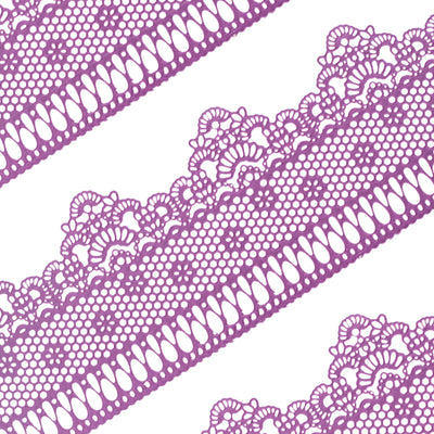 Large Edible Cake Lace Lattice with Small Daisy Purple 14-Inch 10-Piece Set