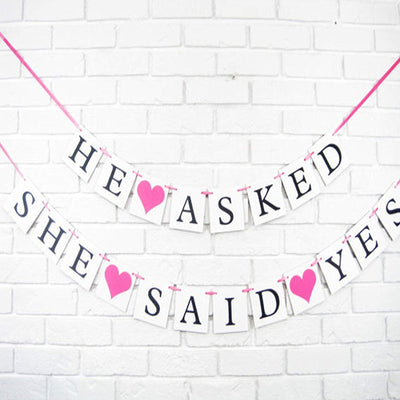 He Asked She Said Yes Bunting Banner for Wedding 5x5-Inch