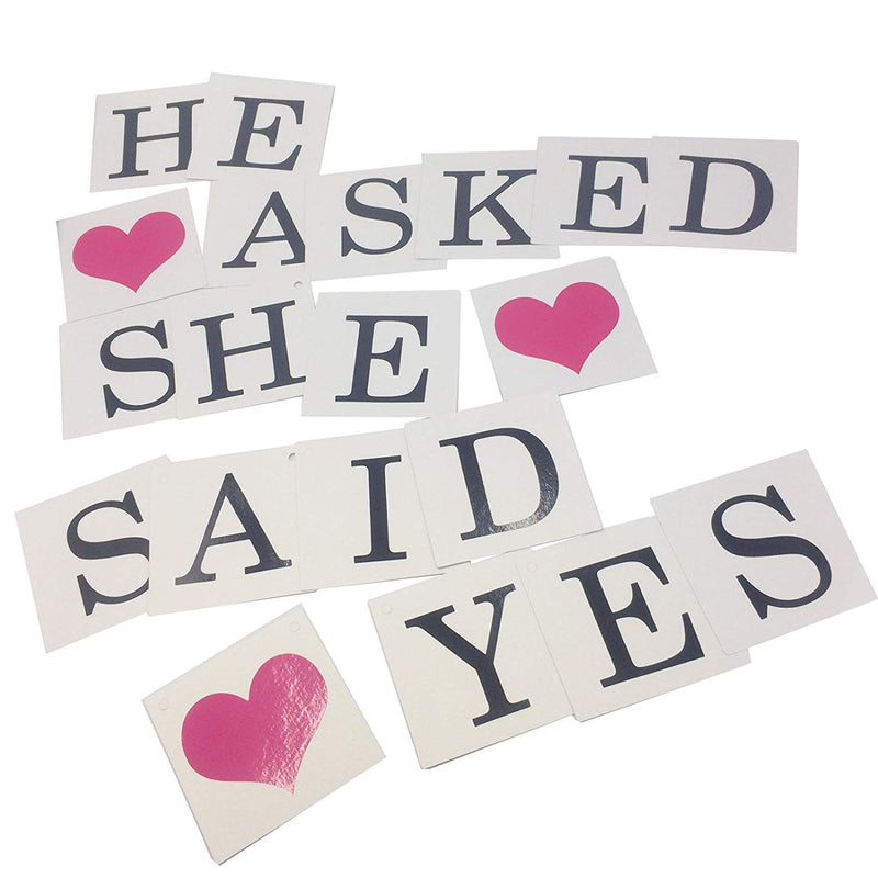 He Asked She Said Yes Bunting Banner for Wedding 5x5-Inch