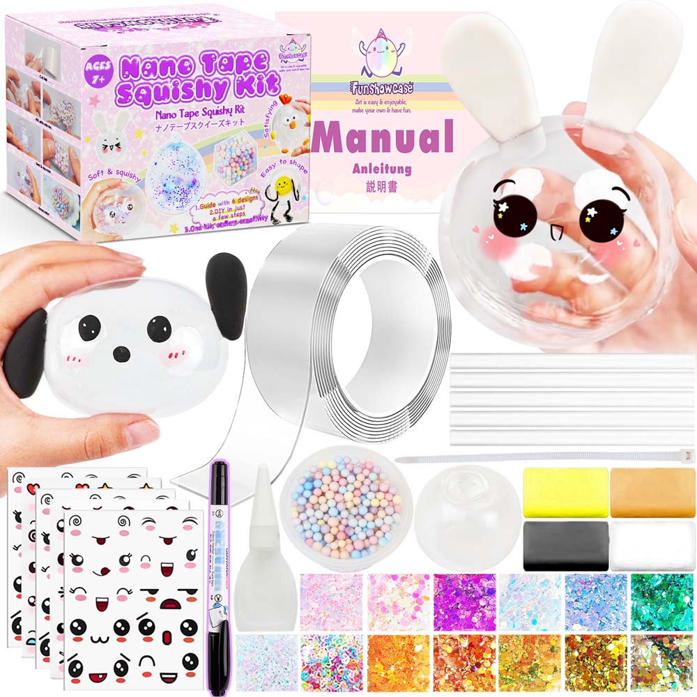 Nano Tape Bubble Kit with Clay, Marker, 6-Design Guide Squishy Maker Set