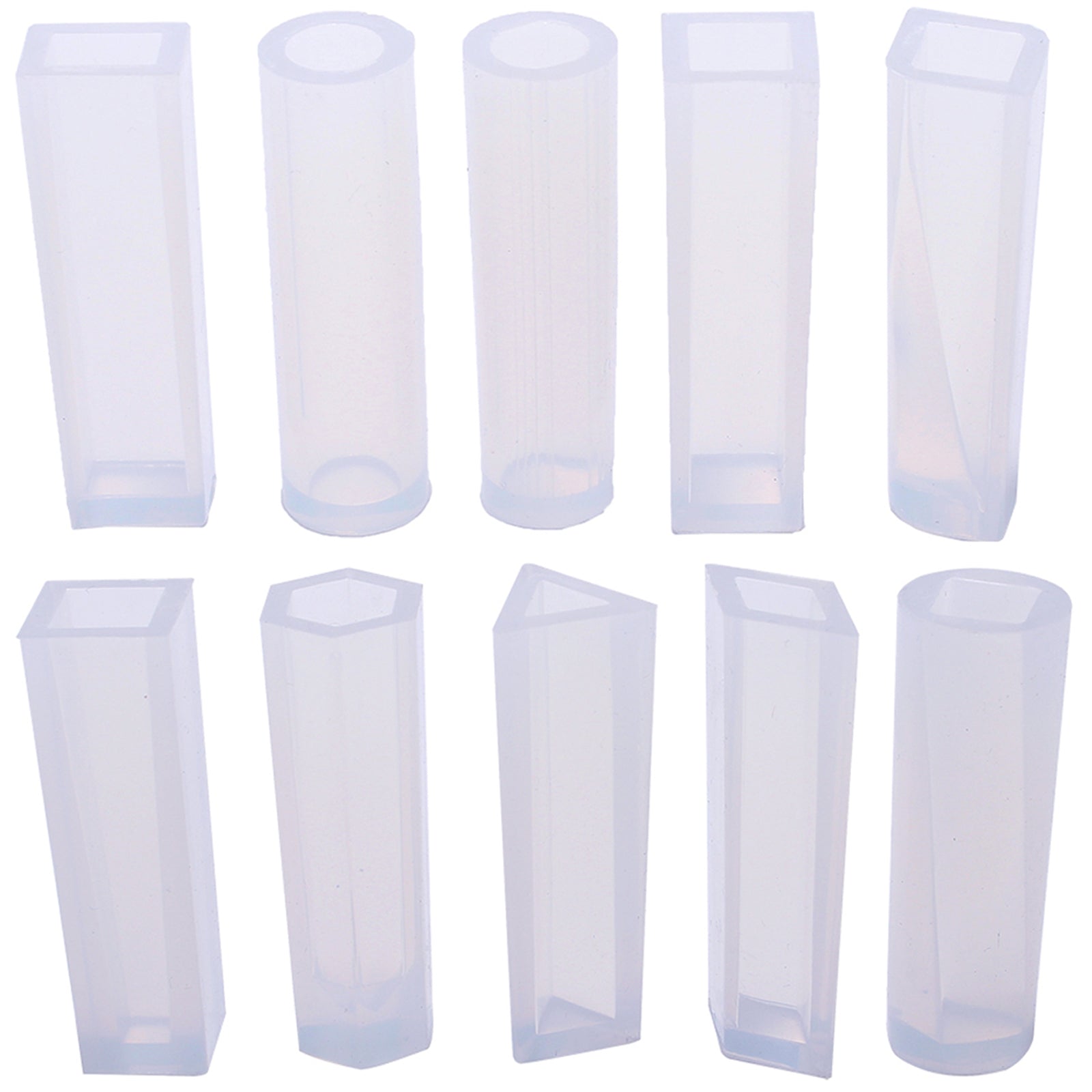Funshowcase Cylinder Crystal Quartz Wands Resin Silicone Molds 10-Count