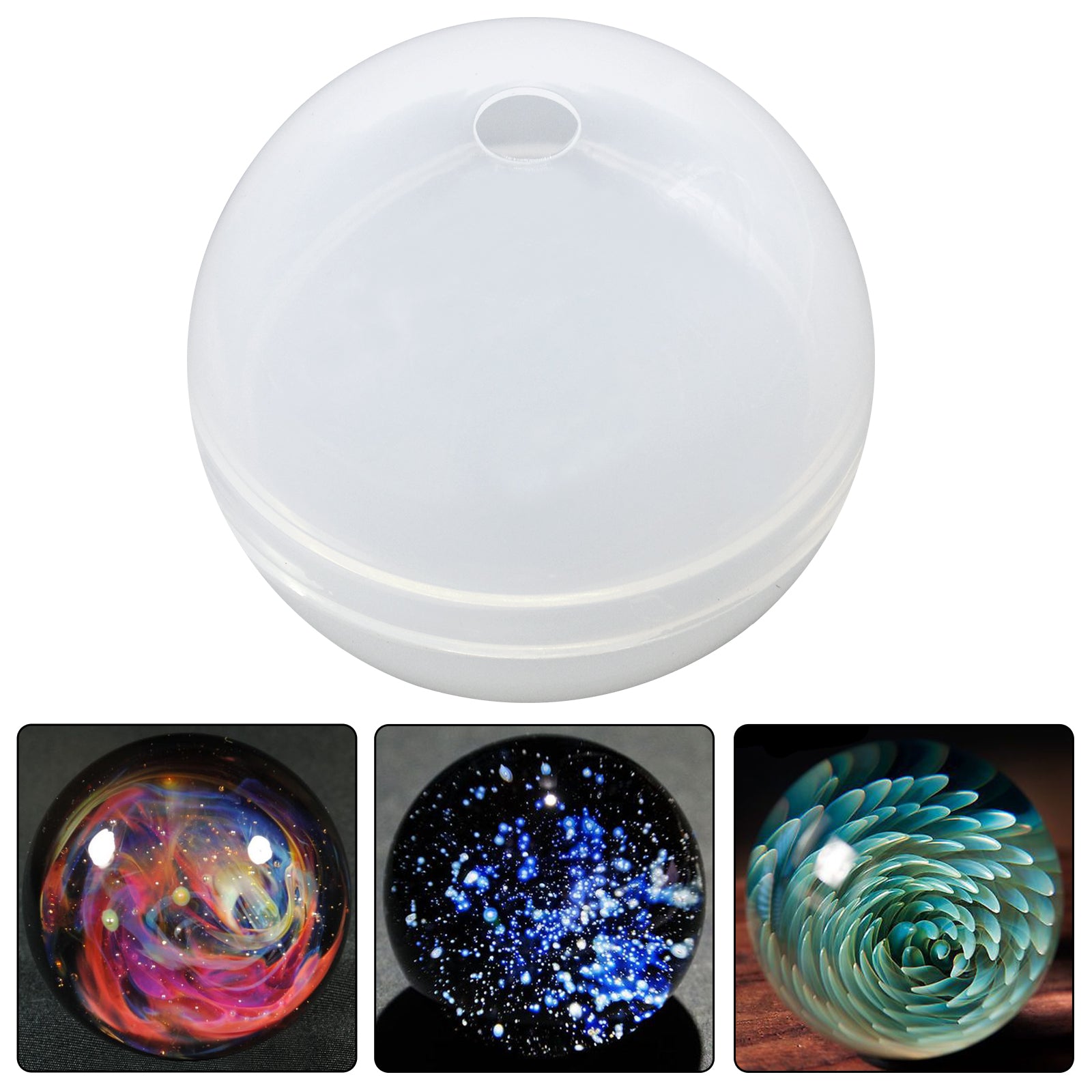 Two-part clear silicone sphere mold - great for making resin paperweights