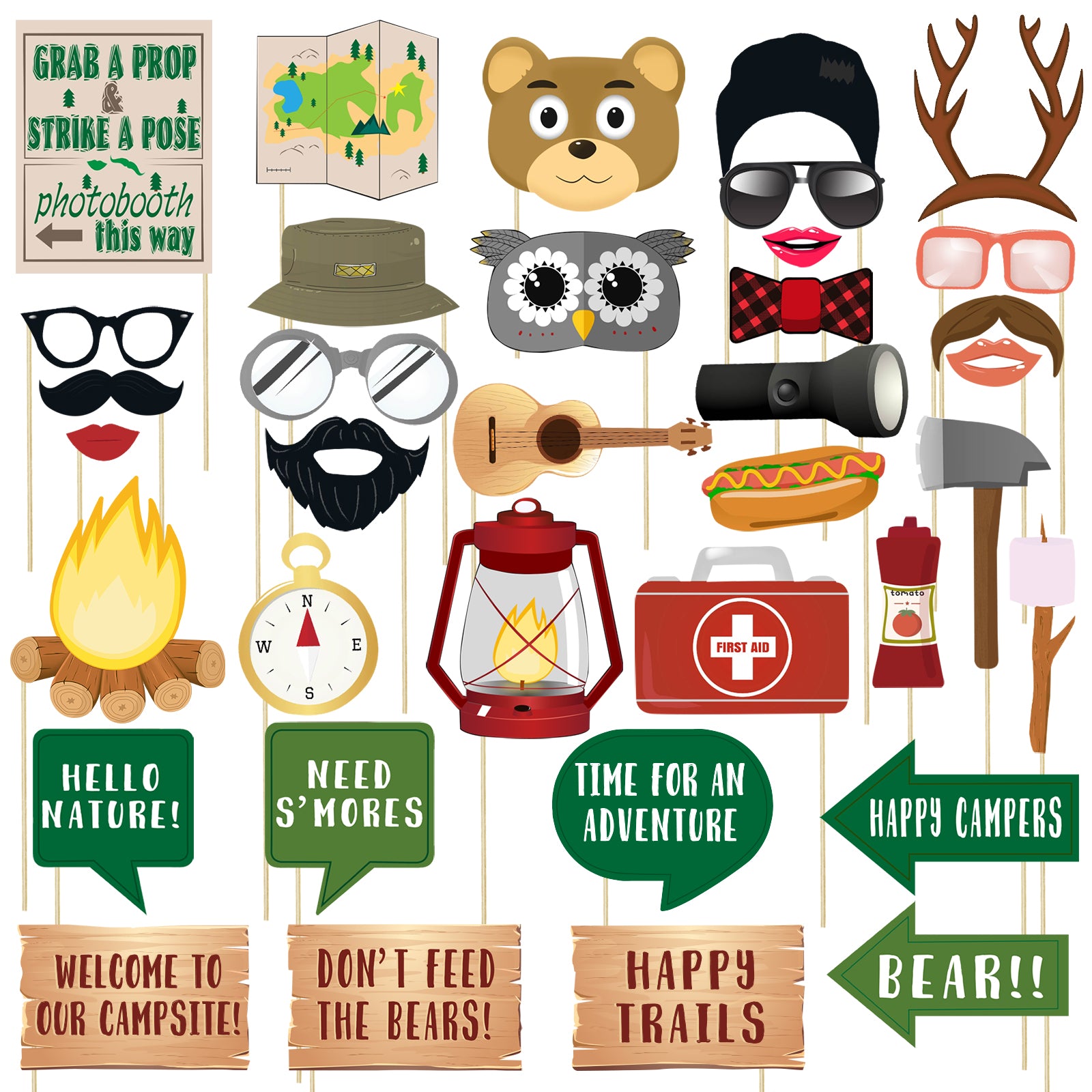 35-piece-forest-camping-fun-photobooth-props-funshowcase