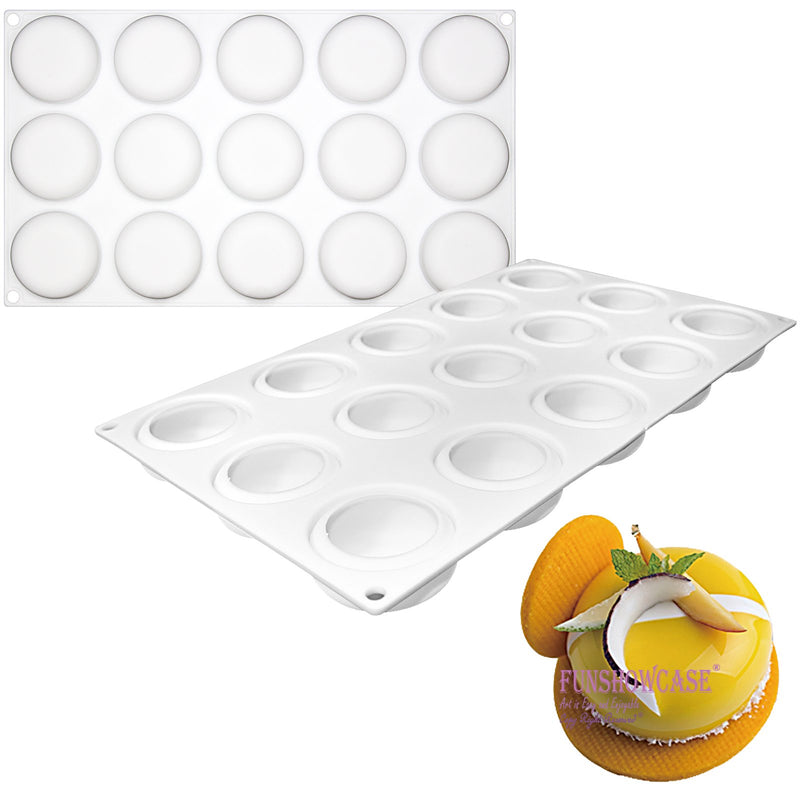 Curved Round Stone Silicone Mold Tray 15 Cavity 1.8x1.8x0.7inch