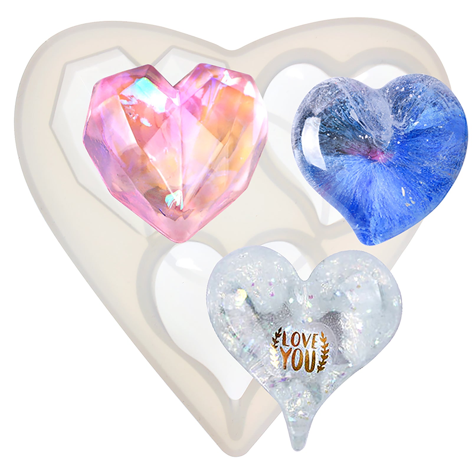Faceted & Puffy Hearts Resin Silicone Mold – FUNSHOWCASE