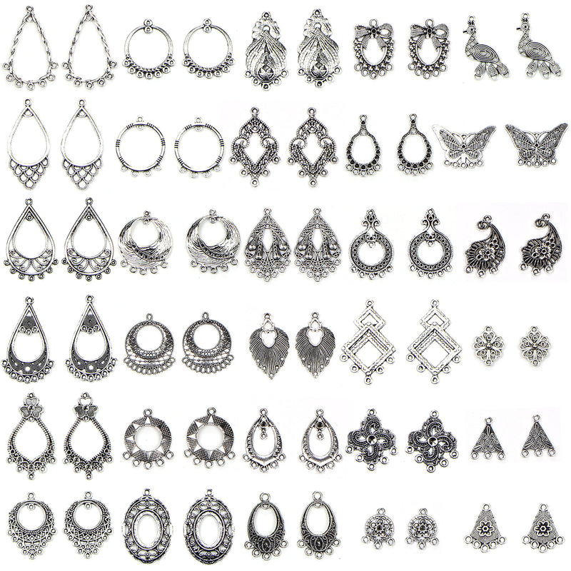 Antique Tibetan Silver Chandelier Earring Charms 60-count