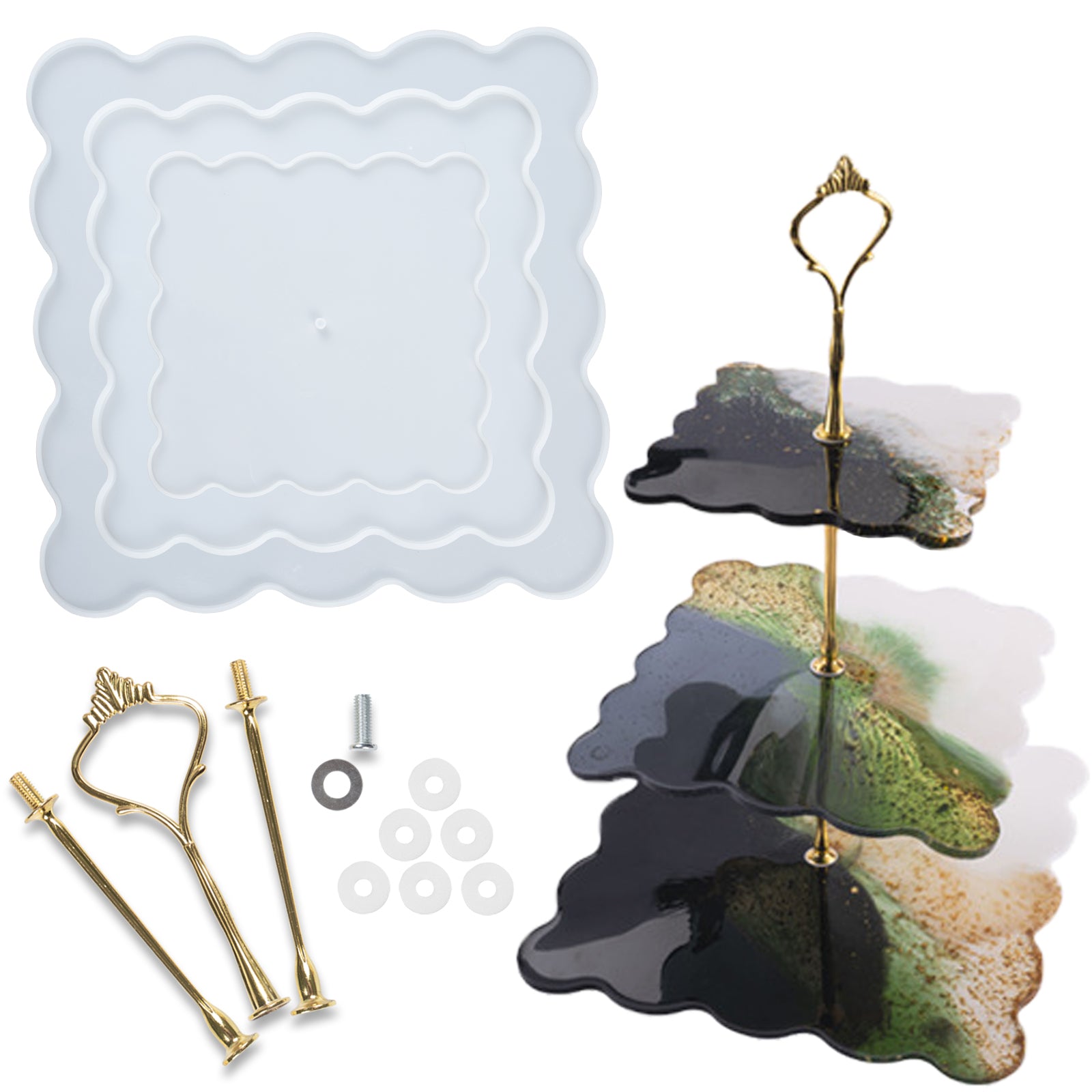 Tier Cake Stand Epoxy Resin Molds Geode Agate Silicone Trays