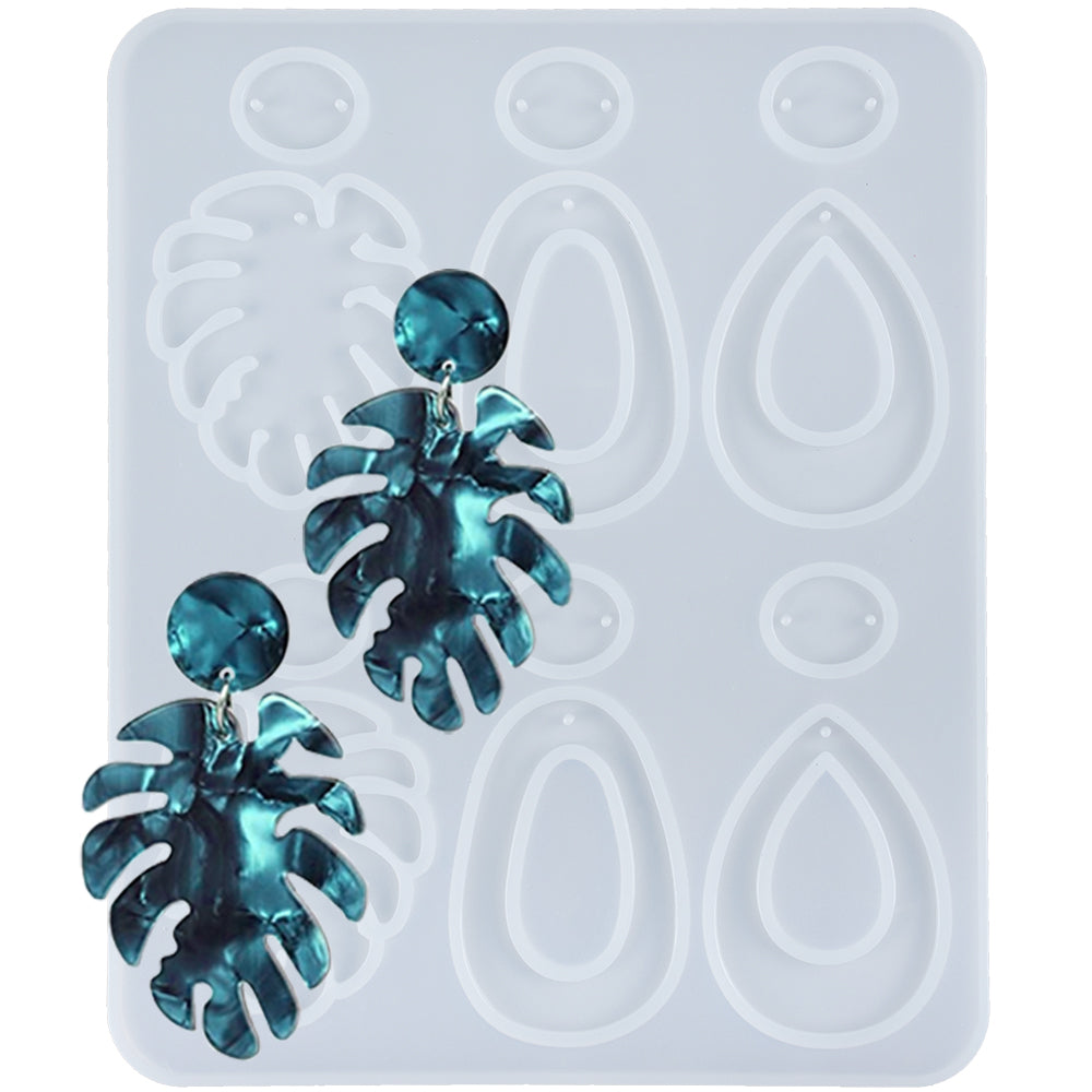 Funshowcase Necklace Pendant and Earrings Resin Silicone Molds with Hanging Holes Set 45 Pack