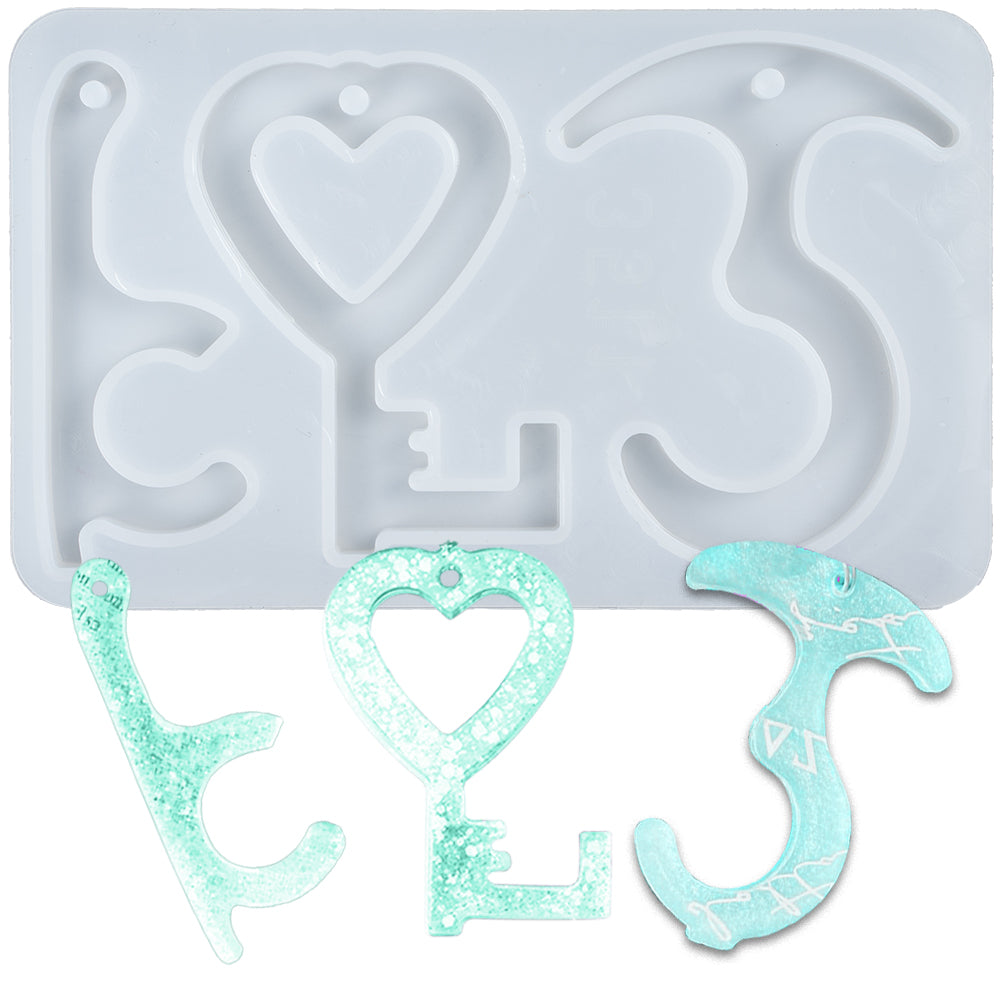Touchless Keychain Resin Molds, Set of 5