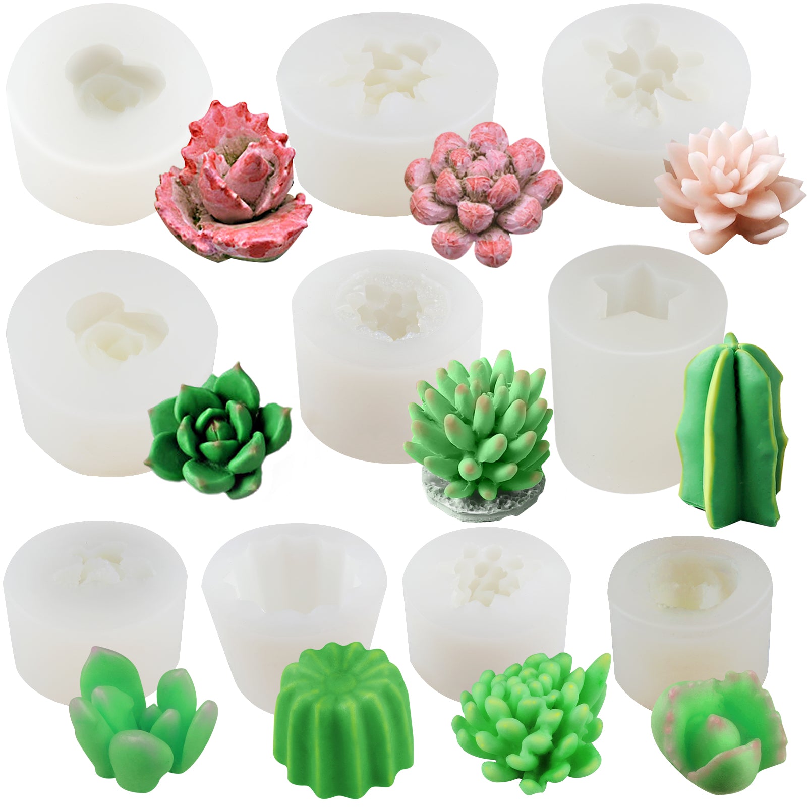 succulent mold silicone Cactus & Succulent Plant Silicone Molds 10-Count Larger
