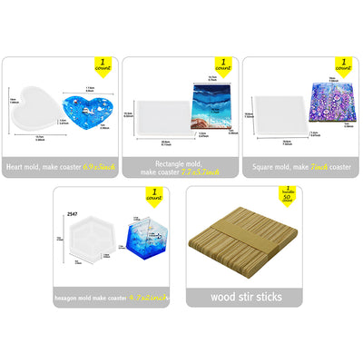 Resin Coaster Silicone Molds Set 65 Kits Large