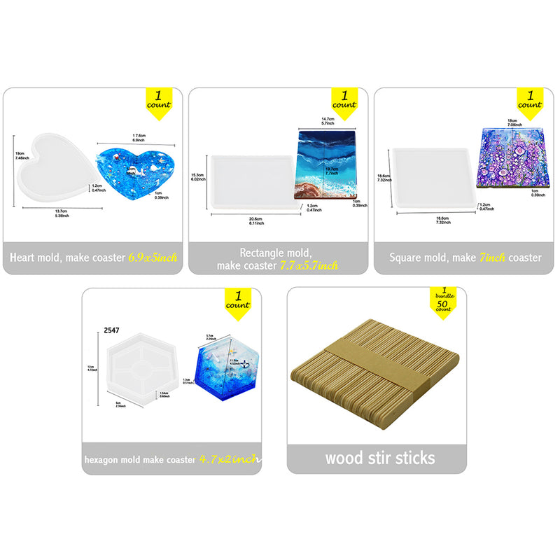 Resin Coaster Silicone Molds Set 65 Kits Large