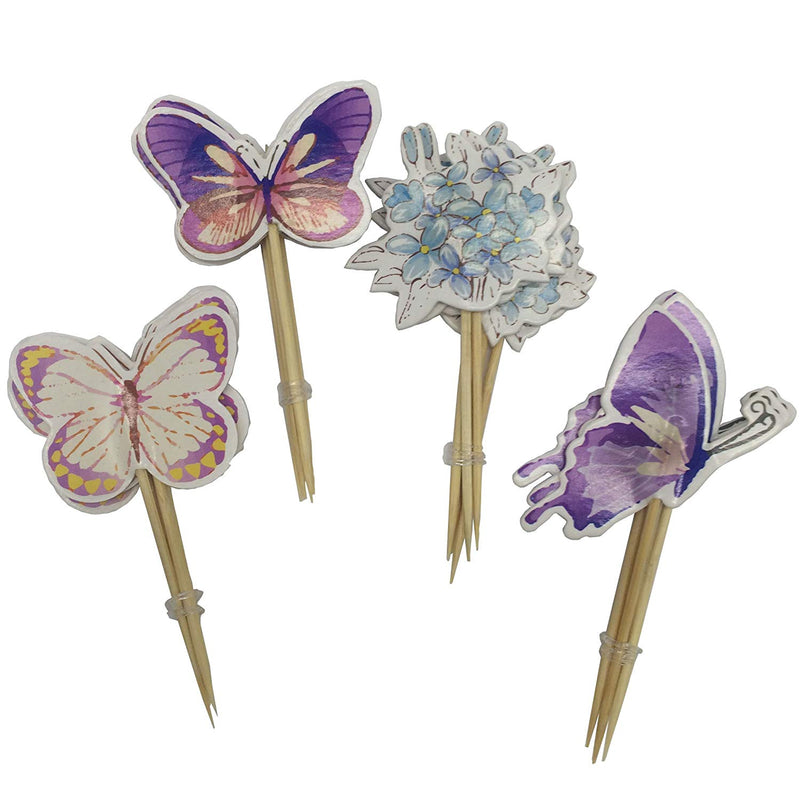 Fairy Garden Butterflies and Flowers Cupcake Topper Set of 24