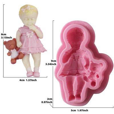 Baby Holding Toy Silicone Mould 4-Inch Tall