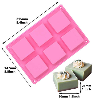 Square Silicone Mold 6-Cavity 1.9x1.9x1-inch Cubes