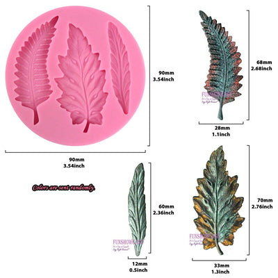 Assorted Long Leaves Silicone Mold 3-Cavity