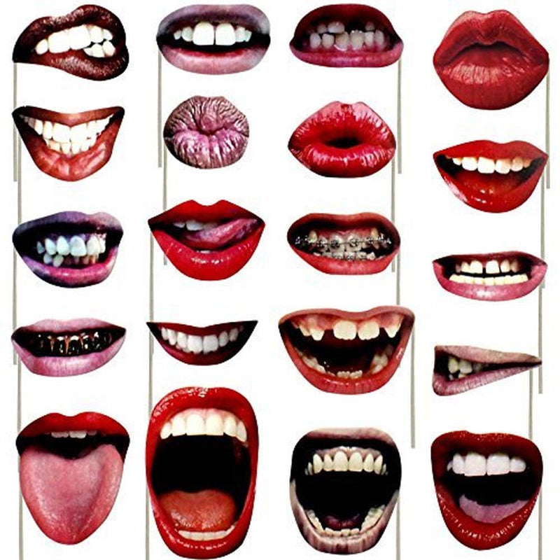 20 Funny Lips Realistic Photo Booth Props