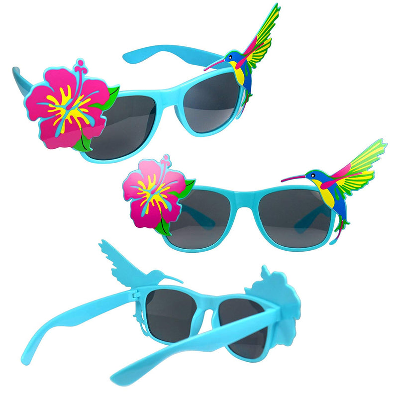 Tropical Sunglasses Fun Shade Hawaiian Hibiscus and Hummingbird