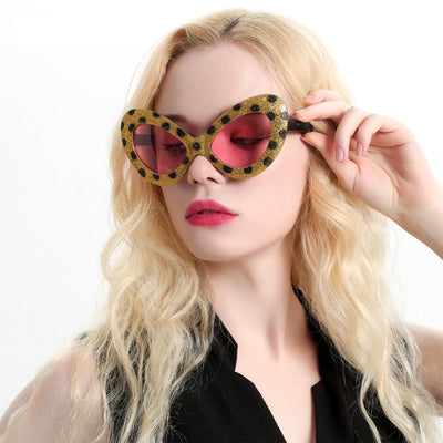 Glam Leopard Spots Cat-eye Party Costume Sunglasses Fun Shades