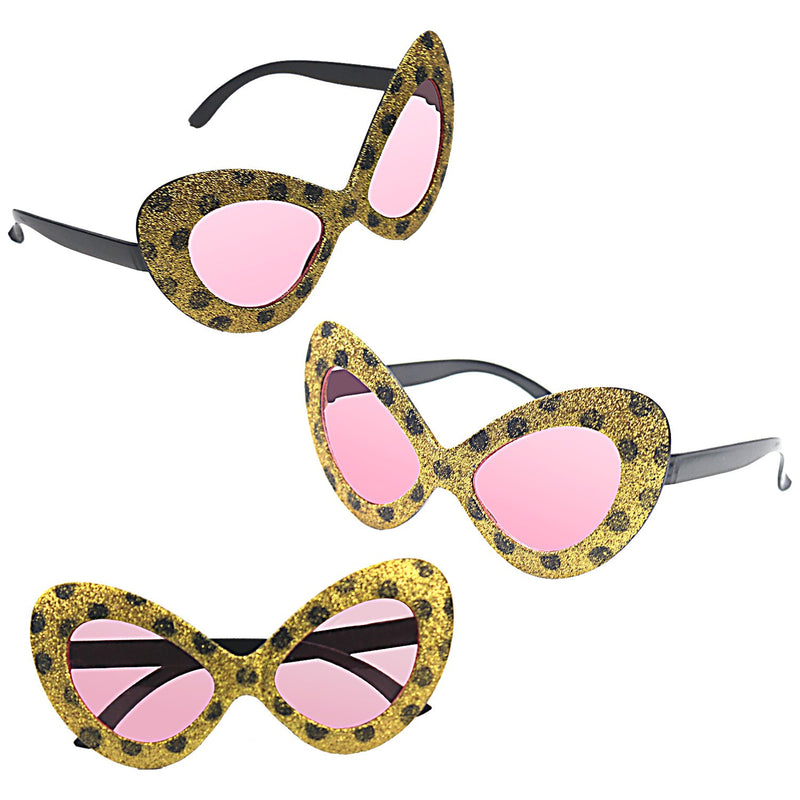 Glam Leopard Spots Cat-eye Party Costume Sunglasses Fun Shades