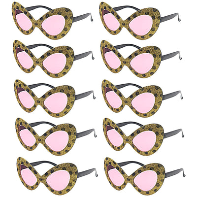 Glam Leopard Spots Cat-eye Party Costume Sunglasses Fun Shades