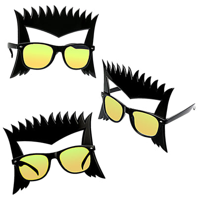 80s Rocker Party Sunglasses with Wig Sideburns Fun Shades