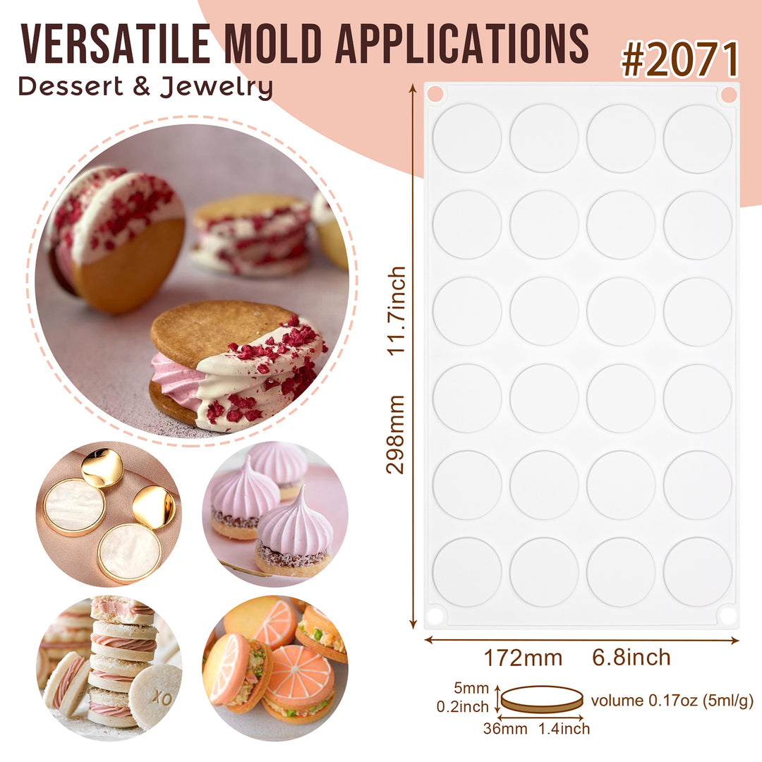 Flat Round Disc Silicone Mold Baking Tray 2 Sizes