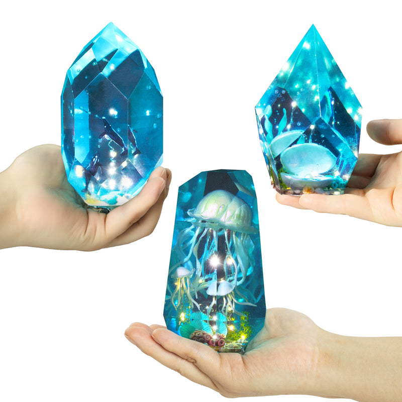 Large Multi-Faceted Crystal Gemstone Silicone Mold with LED String Lights