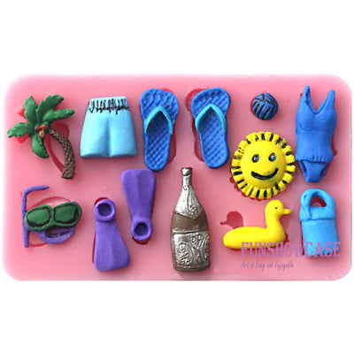 Summer Beach Holiday Polymer Clay Fondant Mold