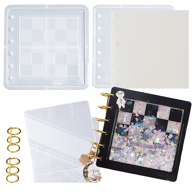 DIY Resin Shaker Journal Checkerboard Square Notebook Molds Complete Set with Binder Refills