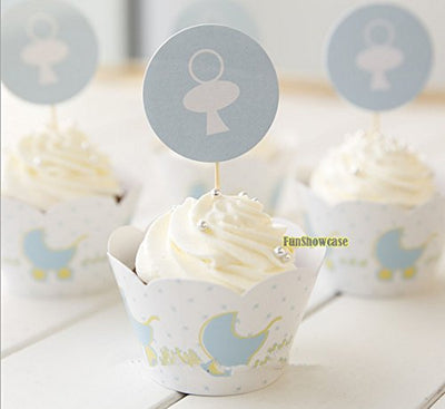 Baby Shower Theme Cupcake Decorating Topper and Case Set of 24