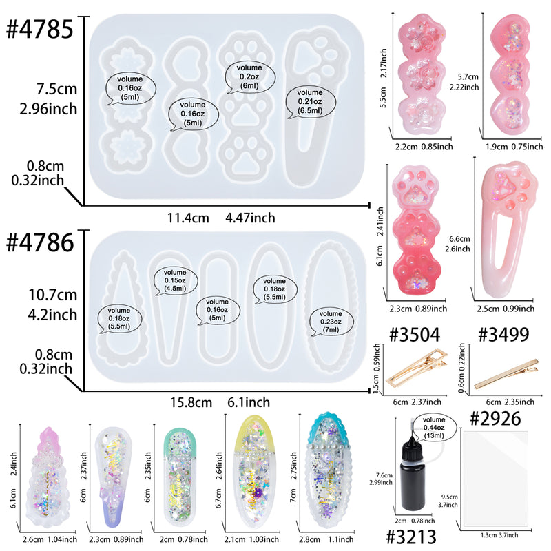 Hair Clips Resin Shaker Molds Set