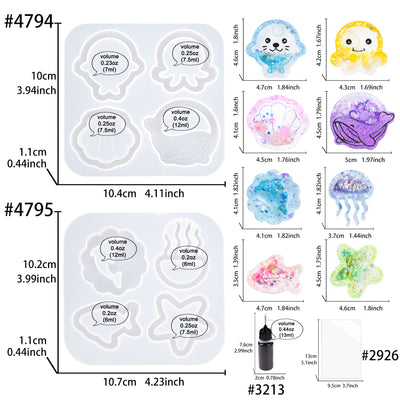 Resin Shaker Moulds Sea Animals Set