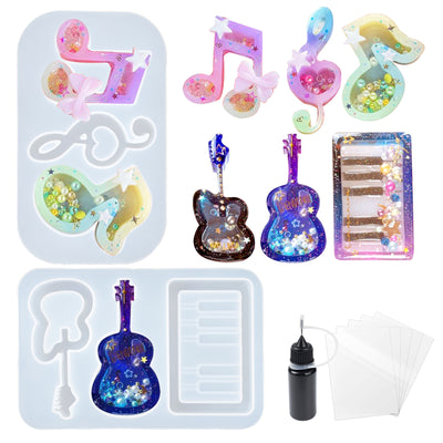 Resin Shaker Silicone Music Keychain Molds with Precision Tip Applicator Bottle Seal Films