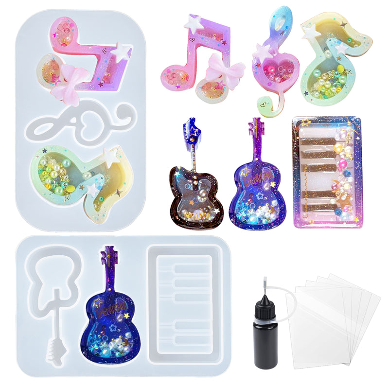 Resin Shaker Silicone Music Keychain Molds with Precision Tip Applicator Bottle Seal Films