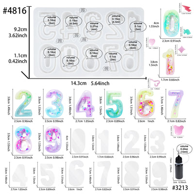 Number Resin Charms Shaker Silicone Mold Set 22-kit