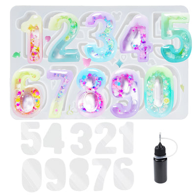 Number Resin Charms Shaker Silicone Mold Set 22-kit