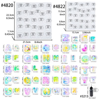 Alphabet Resin Shaker Molds Large and Small with Seal Films Precision Tip Applicator Bottle