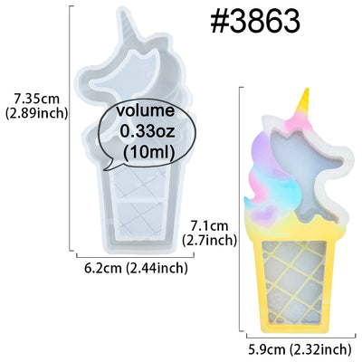 Unicorn Ice Cream Resin Shaker Silicone Mold 3-Inch
