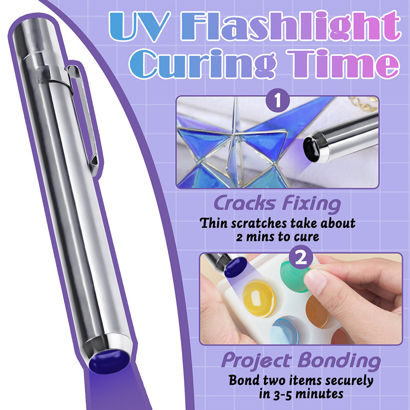 Compact UV Resin and 1W Flashlight Set