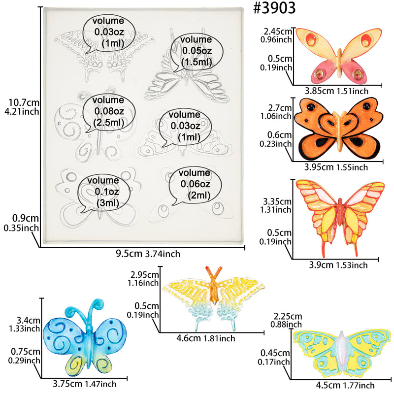 Butterfly Shape Silicone Resin Art Moulds 6 Cavities