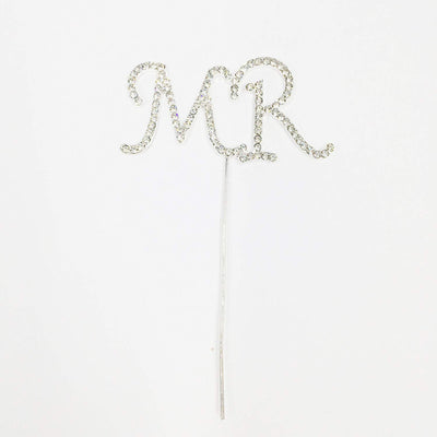 Sparkle MR Monogram Rhinestone Cake Topper 6-Inch Tall