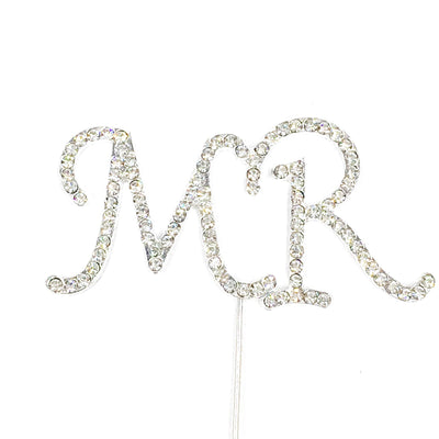 Sparkle MR Monogram Rhinestone Cake Topper 6-Inch Tall