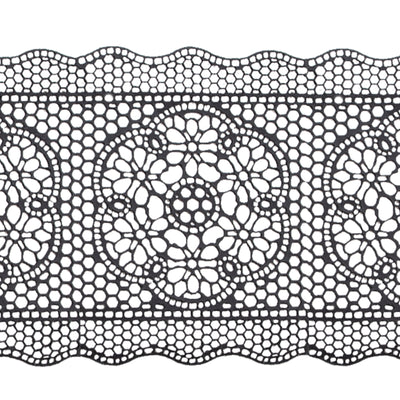 Large Edible Cake Lace Floral Border Black 14-inch