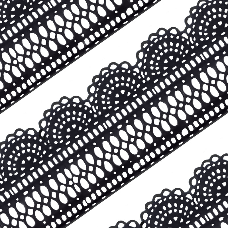 Large Edible Cake Lace Scallop Border Black 14-inch
