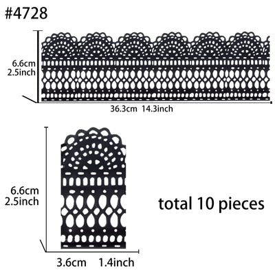 Large Edible Cake Lace Scallop Border Black 14-inch 10-Piece Set