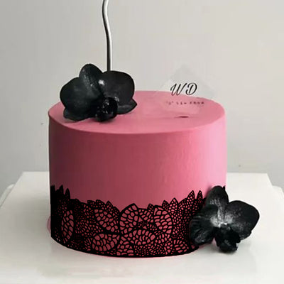 Large Edible Cake Lace Cherry Blossom Black 14-inch