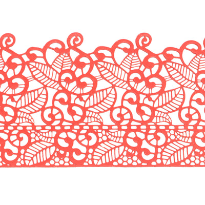 Large Edible Cake Lace Leaf Scroll Red 14-inch